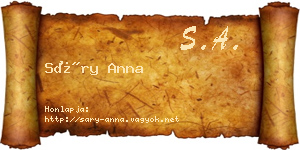 Sáry Anna névjegykártya